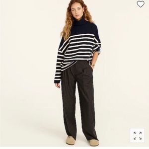 J. Crew Women's Ribbed-Cashmere Oversized Turtleneck Sweater Stripe